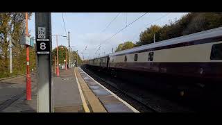 57313 and 86401 heads north through Lancaster Castle Station with 1z76 Coventry to Carlisle 191024 [upl. by Ardnahcal]