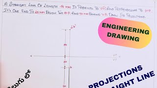 PROJECTIONS OF STRAIGHT LINES  ENGINEERING DRAWING  IN TELUGU [upl. by Akcirred]