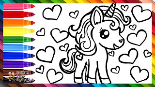 How To Draw A Unicorn 🦄 Drawing And Coloring A Cute Unicorn 🌈 Drawings For Kids [upl. by Leahci]