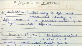 Ch 11th Diffraction of BSc 4th semester physics of WAVES AND OPTICS proper notes [upl. by Cassandry]