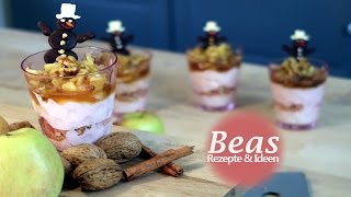 Weihnachtliches Dessert im Glas  Festlicher SahneQuark ApfelZimt Nachtisch [upl. by Allenrac64]