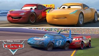 Looking for Disney Pixar Cars On the Rocky Road  Lightning McQueen Mater Dinoco McQueen Mack [upl. by Ynad503]