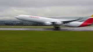 Iberia A340600  ECINO  Departing Costa Rica  MROCSJO  Wake vortex [upl. by Diann]