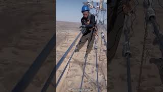 Weaving of high voltage electric cables at height [upl. by Lletram]