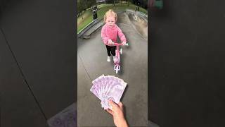 i changed her life😇 funny scooter skatepark comedy fun skate happy money cash [upl. by Euf]