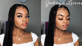 HOW TO EASY KNOTLESS BOX BRAIDS  No FeedIn Method ZAKIYA LINN [upl. by Rhett]