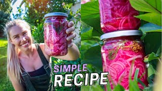 Simple Homemade Pickled Red Onion Recipe  Creating a Selfsufficient Lifestyle 🌿 [upl. by Subak]