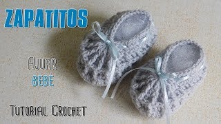 Como tejer un ajuar a crochet zapatitos escarpines a crochet [upl. by Akihsar]