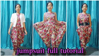 Jumpsuit Full Tutorial For Beginners  jumpsuit design  three in one dress jumpsuit [upl. by Anyrtak]