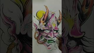 ✨colour pencil hannya mask✨ shorts youtubeshorts drawing hannya realistic colourdrawing art [upl. by Jocelyn888]