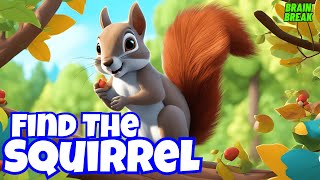 FIND THE SQUIRREL  EXERCISE BRAIN BREAK FOR KIDS  CLASSROOM MOVEMENT  Chase Danny Go Noodle [upl. by Rothmuller101]