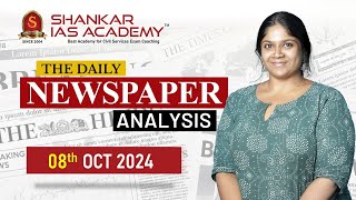 Newspaper Analysis October 8 2024 Shankar IAS Academy UPSC current Affairs  Prelims [upl. by Ayoted]