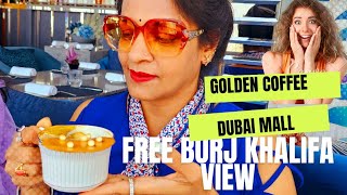 Golden coffee at Atmosphere Dubai free Burj khalifa view coffee in cloud visit dubaiDubai mall [upl. by Warenne]