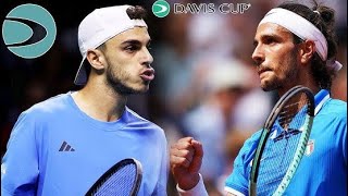 Lorenzo Musetti🇮🇹vs🇦🇷Cerundolo DAVIS CUP Malaga 21112024 quarterfinals [upl. by Norek944]