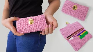 🛍️ CARTERA porta CELULAR 📱 y TARJETERO tejido a crochet TE ENCANTARA EL RESULTADO 😍😍😍 [upl. by Elimaj106]