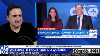 François Legault exprime sa tristesse  Les résultats des élections dans Jean Talon [upl. by Kordula]