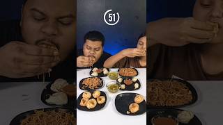 Spicy Golgappa Spicy Chowmein Spicy Momos Challenge In 1 Minute  Indian Street Food Mukbang shorts [upl. by Leciram]