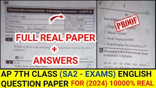 💯💯AP 7th class sa2 english Real question paper and Full answers🔑 real full question paper  english [upl. by Nalid]