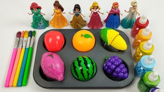 Satisfying Video  DIY How to make Rainbow Slime Candy Frozen Elsa Disney Princess Cutting ASMR [upl. by Ahtnama]