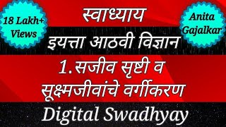 स्वाध्याय। वर्ग आठवा विज्ञान।सजीव सृष्टी व सूक्ष्मजीवांचे वर्गीकरण ।‌ swadhyay sajiv srushti । std 8 [upl. by Ariaes588]