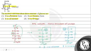 The incorrect statement about above structure of glucose are 1 It is a Pyranose form 2 It i [upl. by Robinson515]