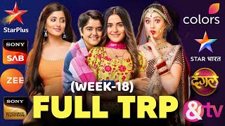 Full TRP of Week 18  All Channels amp All Serials  Star Plus SAB TV Colors Zee TV Sony [upl. by Chastain995]