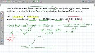 MTH243 Week7 Day14 Calculate a standardized test statistic [upl. by Koller]