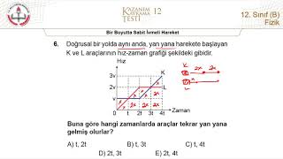 12B MEB Fizik Kazanım Kavrama Testi12 Bir Boyutta Sabit İvmeli Hareket 20182019 [upl. by Murray]