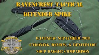 Ravencrest Defender  Ravenpac September 2018 Unboxing Review amp Benchmade SOCP Dagger Comparison [upl. by Yruam]