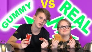 GUMMY FOOD vs REAL FOOD CHALLENGE Sarah Grace vs MattyBRaps [upl. by Nylorak]