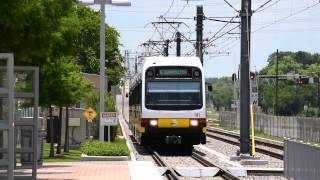 Dallas Area Rapid Transit DART Kinkisharyo Super LRV 181 arriving into Trinity Mills [upl. by Eevets751]