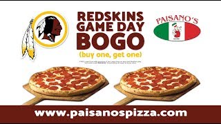 Paisanos Pizza is Ready for Football Season Redskins Game Day BOGO  ESB Advertising [upl. by Rybma]