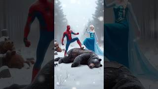 SpiderMan and Elsa Frozen vs Bear Aliens fight battle spiderman elsafrozen hulk animals [upl. by Fantasia]