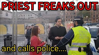 Confronting a Vatican Priest who falsely accuses and calls police outside Vatican City [upl. by Ainesell]