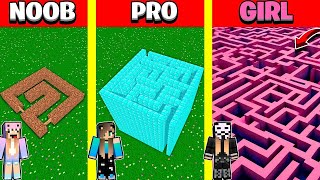 Minecraft Battle MAZE BUILD HOUSE BUILD CHALLENGE  NOOB vs PRO vs GIRL  Animation [upl. by Arenahs]