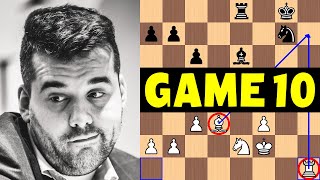 Carlsen vs Nepomniachtchi  Game 10  2021 FIDE World Chess Championship [upl. by Alliuqat685]