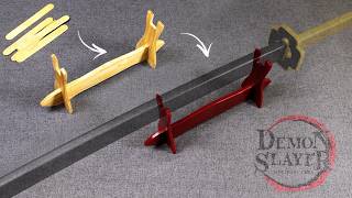 EASY DIY  Make Japanese Sword Stand Katana Kake using Popsicle Sticks WITHOUT POWERTOOLS [upl. by Spoor272]