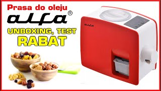 Prasa do oleju ALFA  tłoczenie oleju na zimno  unboxing test RABAT [upl. by Yanetruoc975]