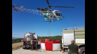 Approvigionamento elicotteri Antincendio con vasconi mobili vicino al fronte del fuoco [upl. by Boland]