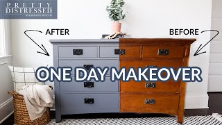 Furniture Painting for Beginners  One Step Paint Dresser Makeover [upl. by Pega]