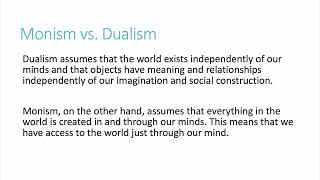 Monism vs Dualismus in social sciences [upl. by Terryn]