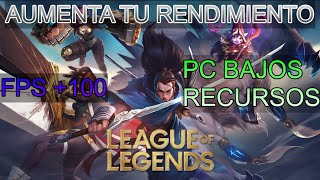 ✅COMO OPTIMIZAR LOL  LEAGUE OF LEGENDS 2023 PC GAMA BAJA 🖥️ [upl. by Trahern735]