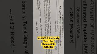 Anti CCP Antibody TestFor Rheumatoid Arthritis Dr Sai Chandra [upl. by Helali]