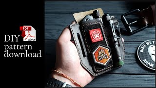 Making a leather holster for folding knife  PDF pattern  DIY multitool sheath  Tutorial [upl. by Anneh]