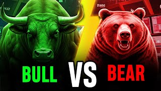 Bull vs Bear Market Bullish vs Bearish  2 Minute Explanation With Examples [upl. by Flavia]