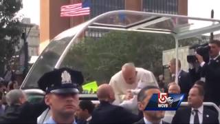 Too cute Pope kisses miniPope in Philadelphia [upl. by Ymereg]