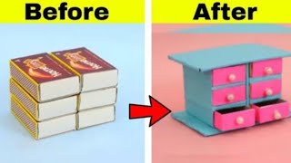 DIY Mini drawer with matchbox  How to make miniature drawer from matchbox  Matchbox reuse ideas [upl. by Ayidah]