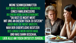 Meine Schwiegermutter demütigte mich bei einem Familienessen in einem schicken Restaurant [upl. by Angi]