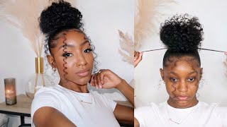 Curly bun with bangs tutorial  SUPER EASY Cennedy Elexis [upl. by Noyes]