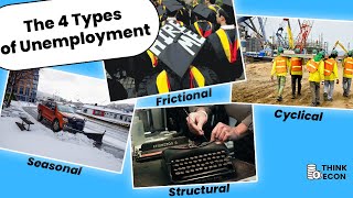 The 4 Types of Unemployment Explained FRICTIONAL STRUCTURAL CYCLICAL SEASONAL  Think Econ [upl. by Athalee]